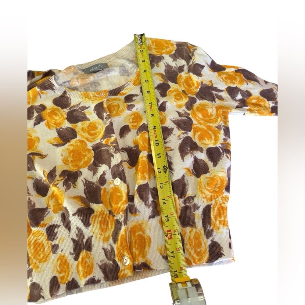 RARE dELiA*s Jolene Watercolor Yellow Brown Roses Cardigan - Sookie Stackhouse - Picture 9 of 9